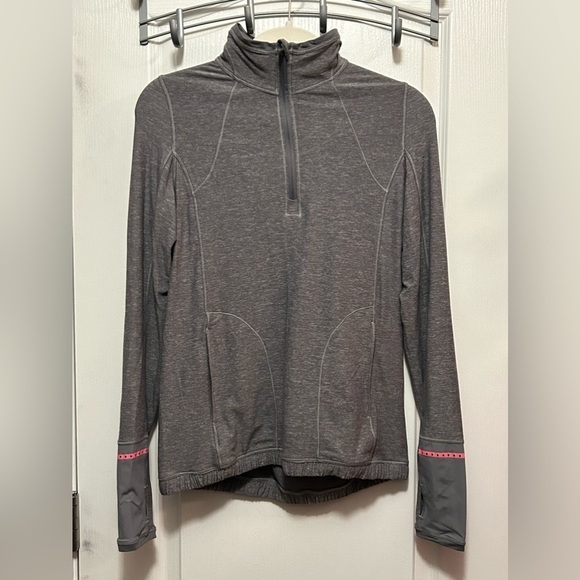 LULULEMON Pace Pusher 1/2 zip pullover top women’s 6 Heather gray pink mock neck - Picture 1 of 16